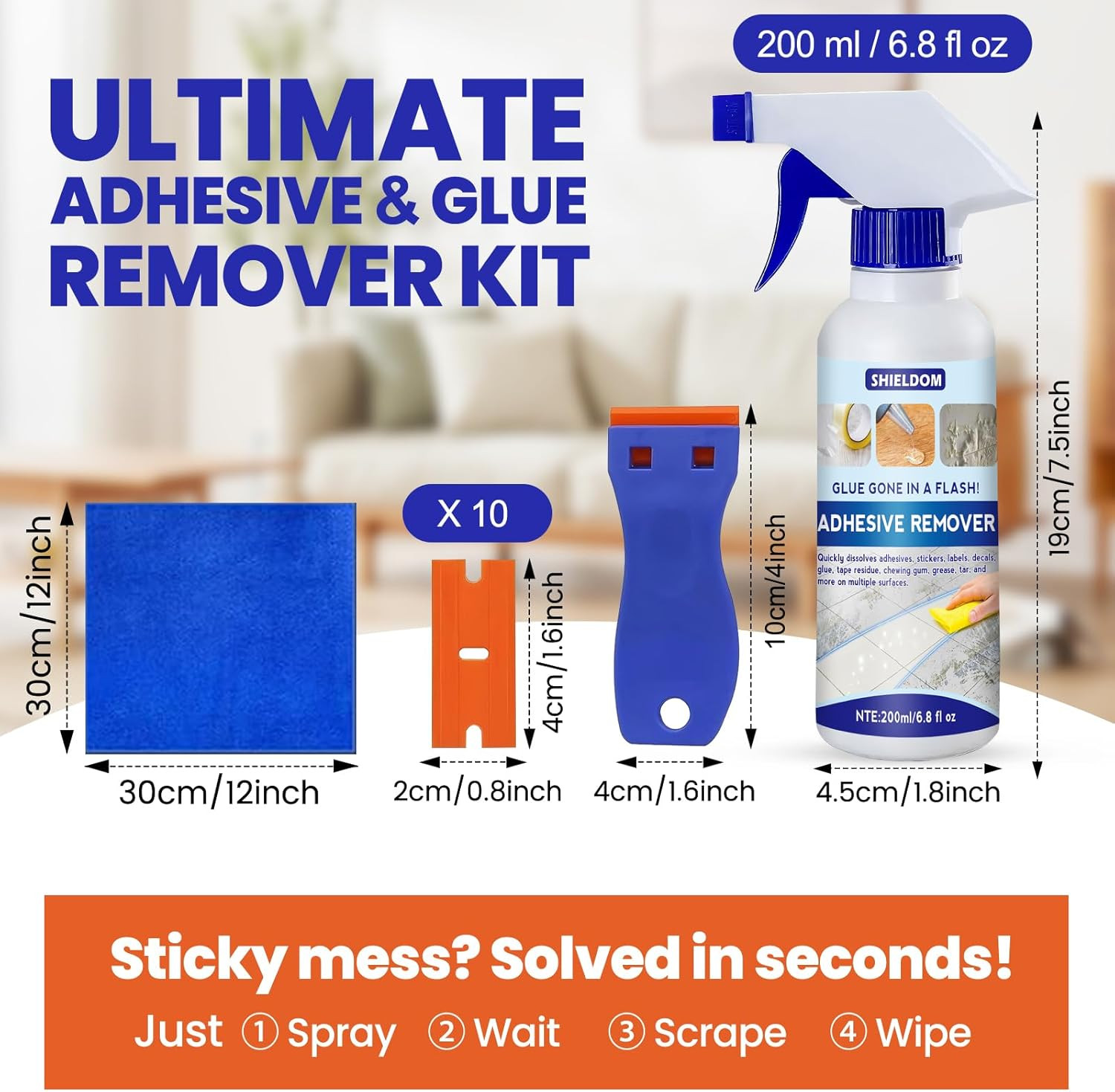 Adhesive Remover, Dissolve & Soften Adhesives on Car Glass & Paint, Easily Remov