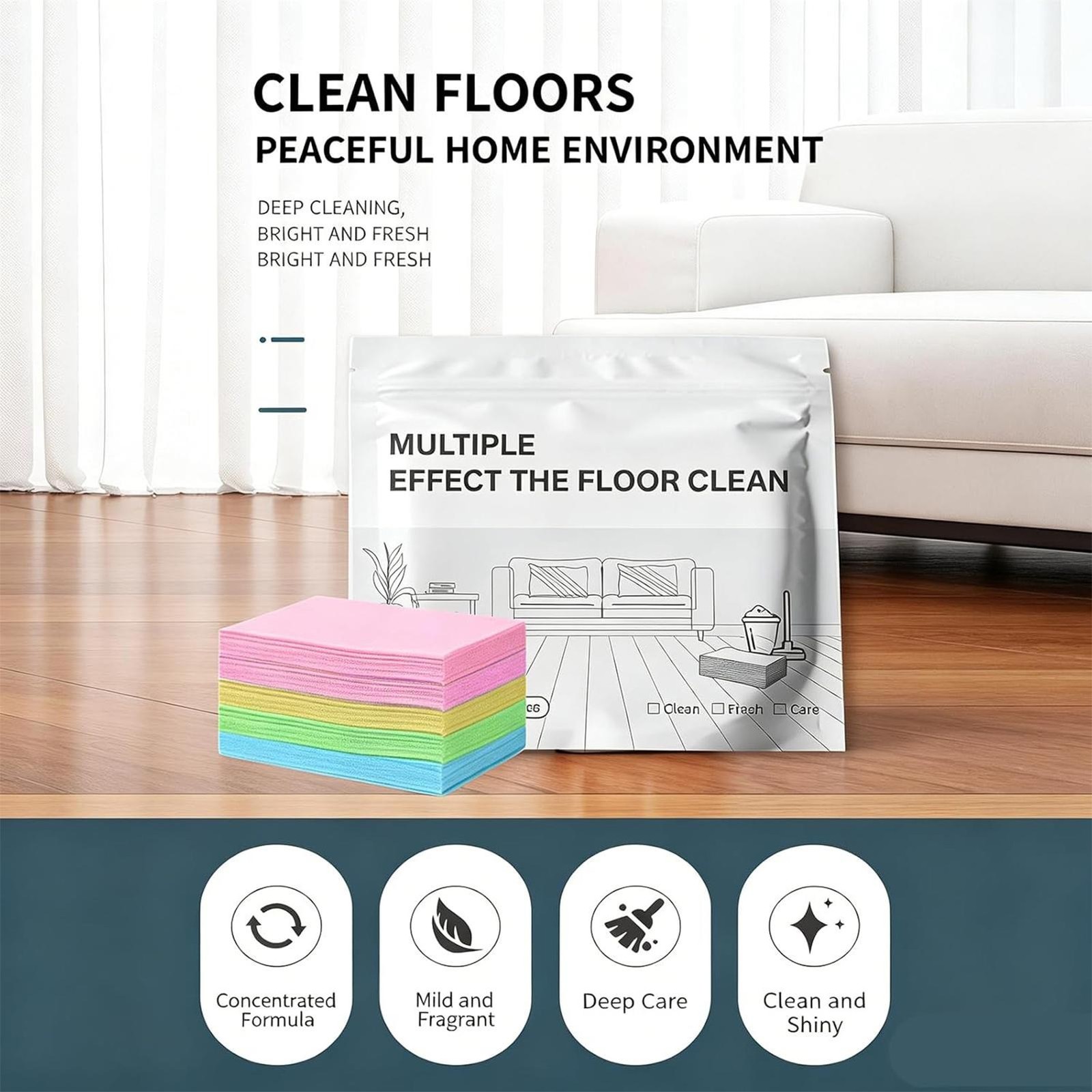 100pcs Multi-Floor Cleaning Tablets,Multiple Effect the floors Clean