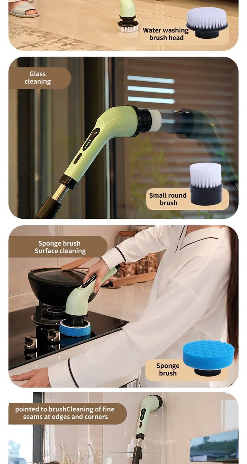 Wireless Home Cleaning Electric Rotating Cleaner Bathroom Window Kitchen Brushes