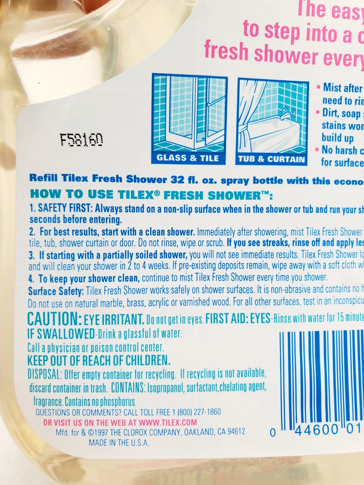 Vintage Tilex Fresh Shower Daily Shower Cleaner 64oz 1997 Refill