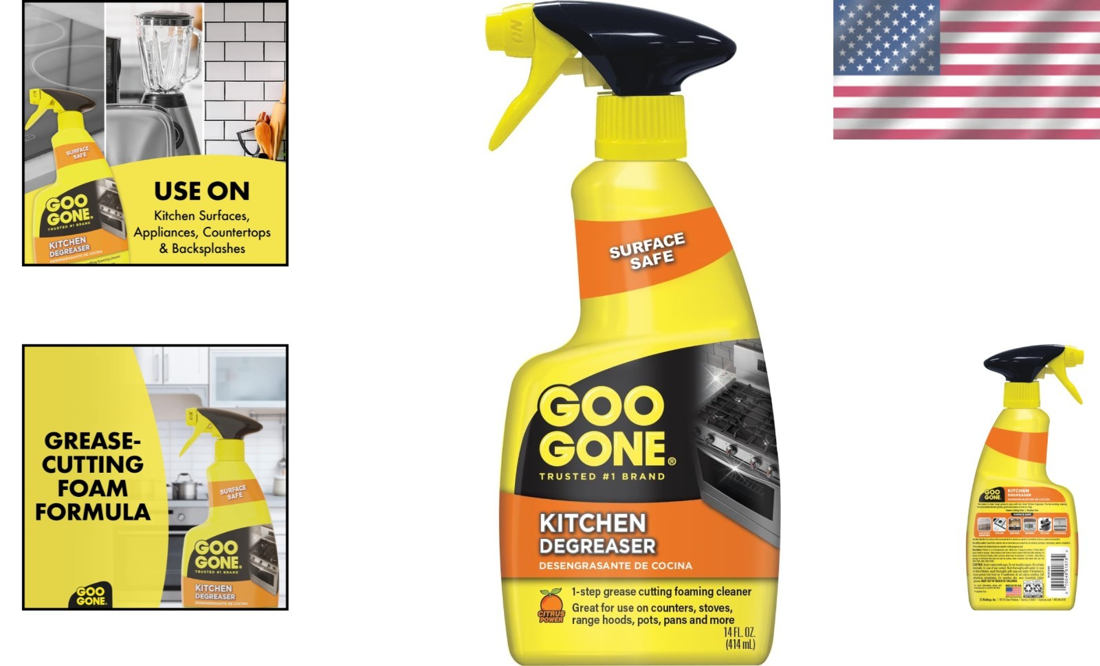 Fast-Acting Unscented Kitchen Degreaser – 14 Oz Biodegradable Foam Spray