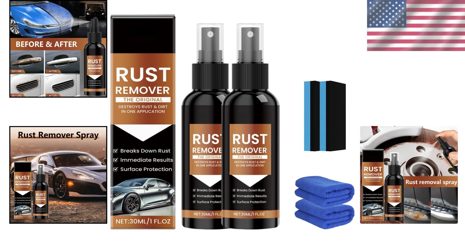 2pcs Heavy Duty Rust Remover Spray for Fast Oxidation Removal – Multi-Surface