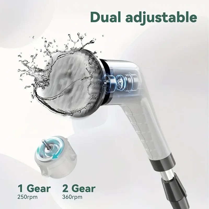 9-in-1 Electric Spin Scrubber Wireless Shower Brush Telescopic