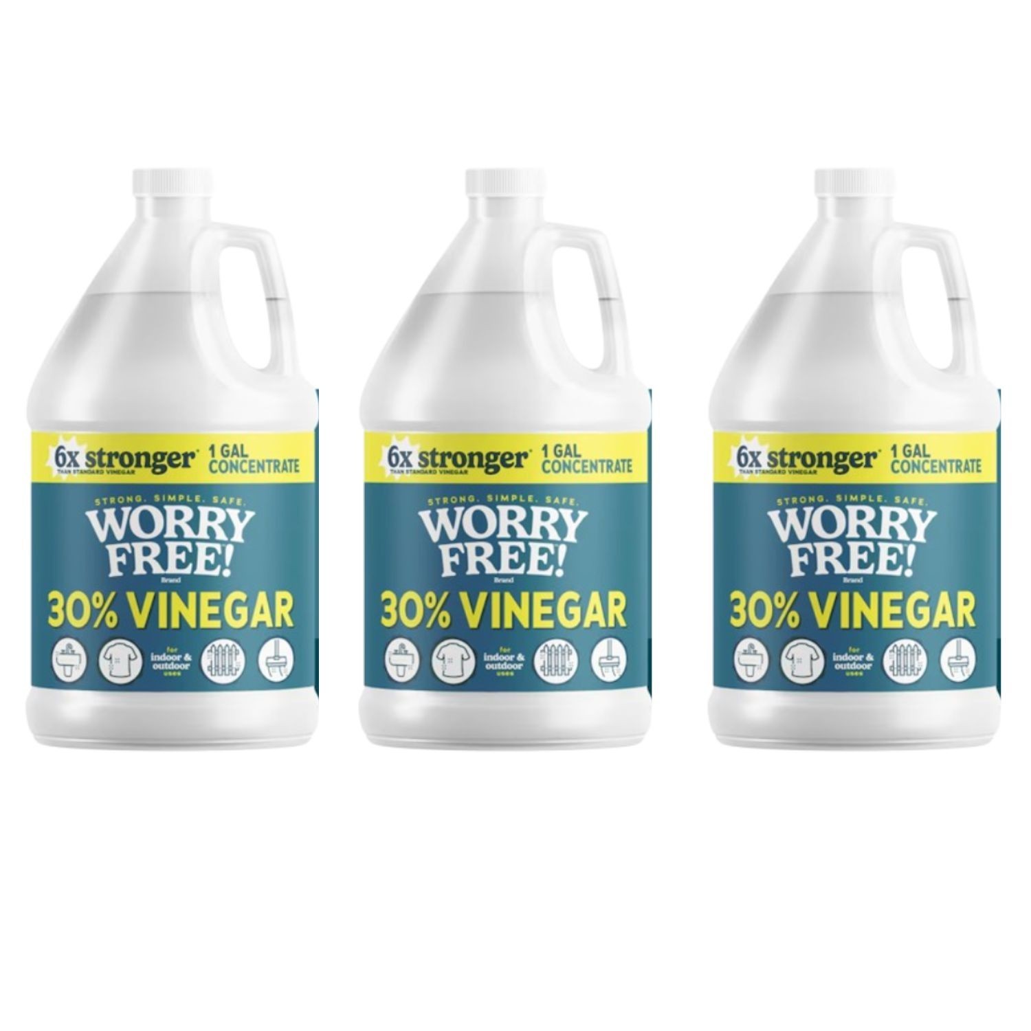 SALE- 3 PACK- WORRY FREE 30 percent Concentrate Cleaning Vinegar 1 -Gallon