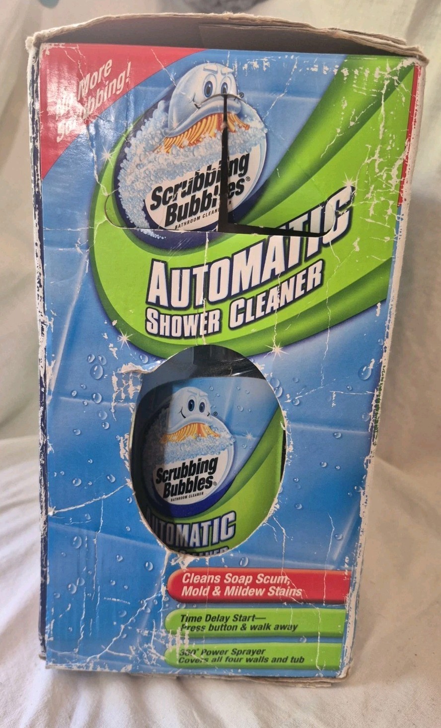New Scrubbing Bubbles Automatic Shower Cleaner Kit 2 Cleaning Solutions Box Worn