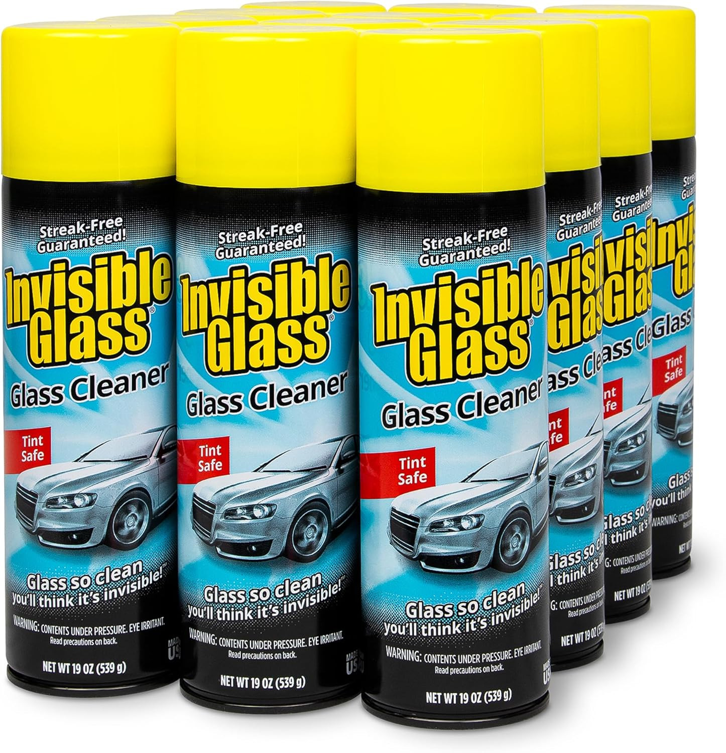 Premium Streak-Free Glass Cleaner – 12 Pack, Ammonia-Free, Tint-Safe, 19 Oz