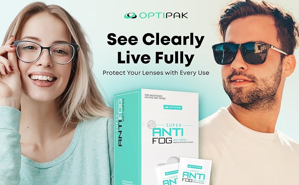 Anti Fog Wipes for Glasses, Binoculars, Face Shields, Ski Masks or Swim