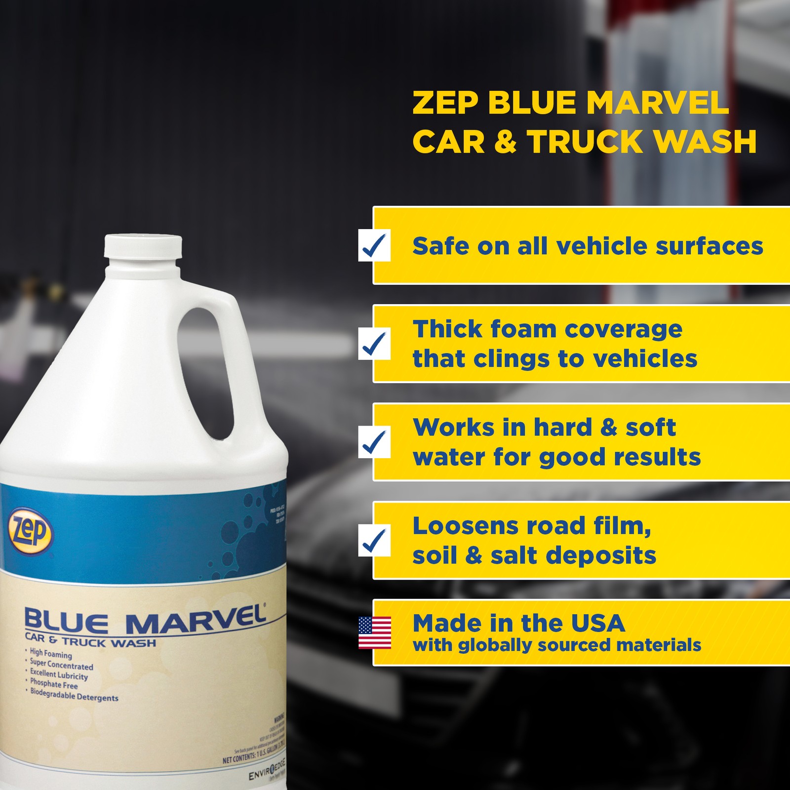 Zep Blue Marvel Car and Truck Wash – 1 Gallon (Case of 4) 35624