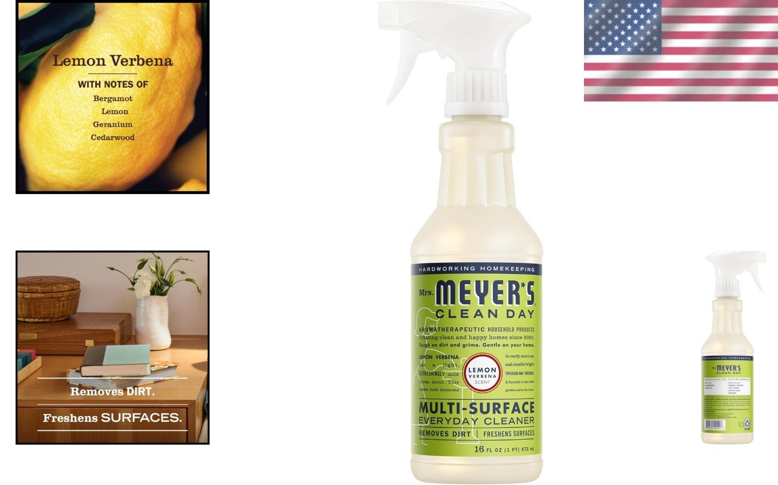 Multi-Surface Cleaner Lemon Verbena 16 Fl Oz Natural Safe For Home