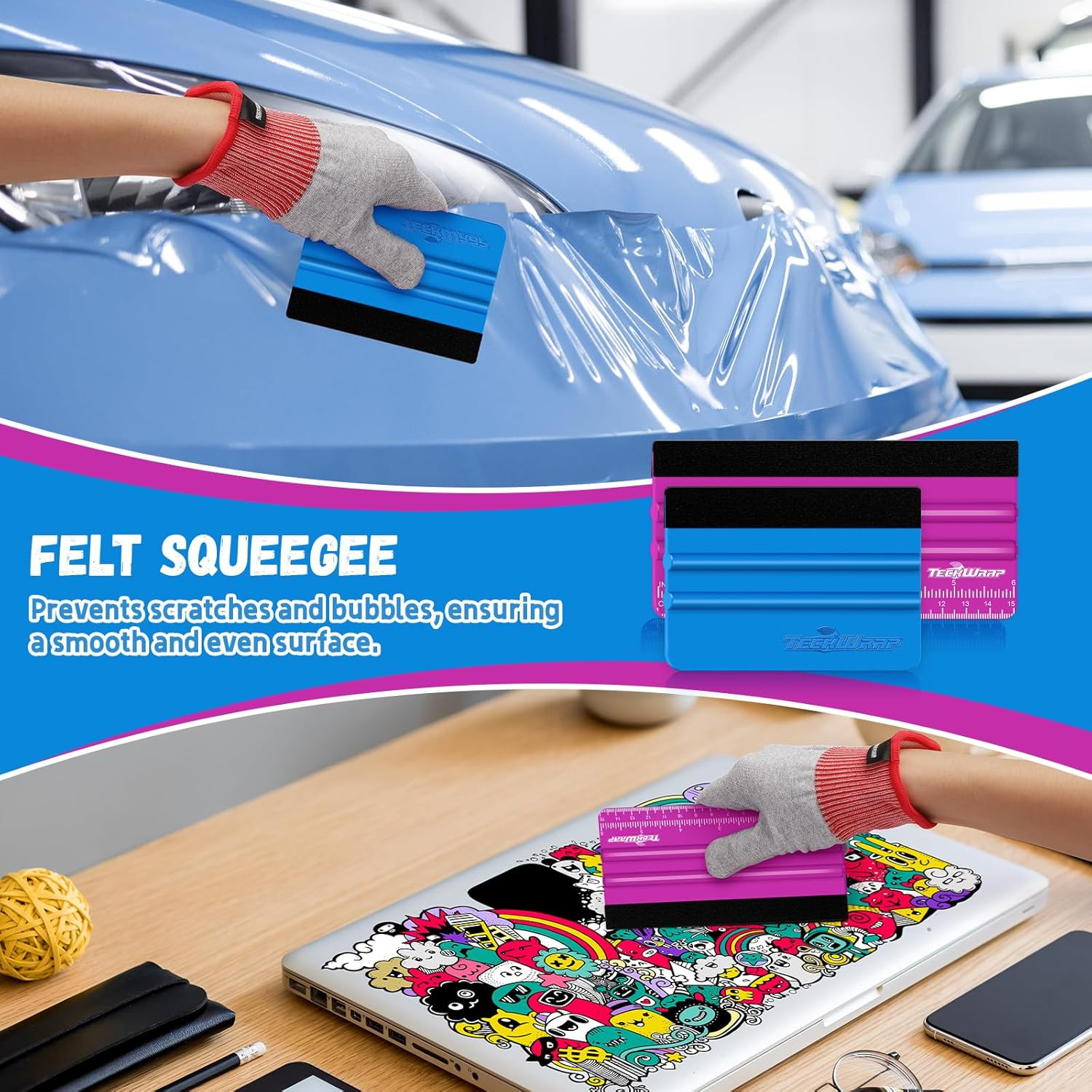 Professional Squeegee for Vinyl, 20 PCS Plastic Felt Squeegee Tool Decals Inkjet