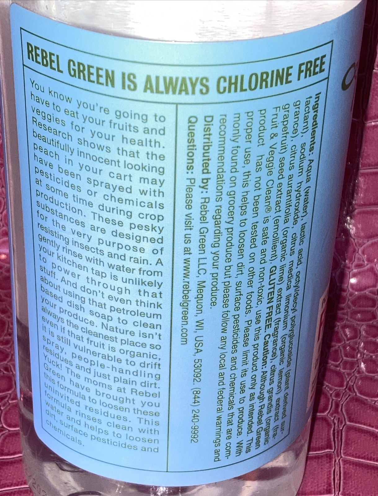 Rebel Green Fruit and Veggie, Cleaner 34 Fl Oz