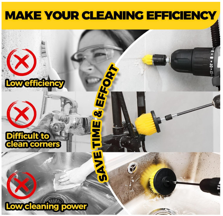 7Pack Drill Brush Attachment Set-Car Interior Detailing Kit，Power Scrubber Brush