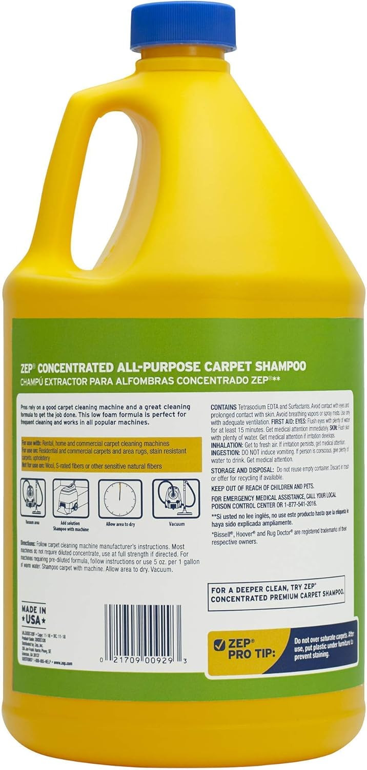 Zep All-Purpose Carpet Shampoo Concentrate, 1 Gallon – ZUCEC128
