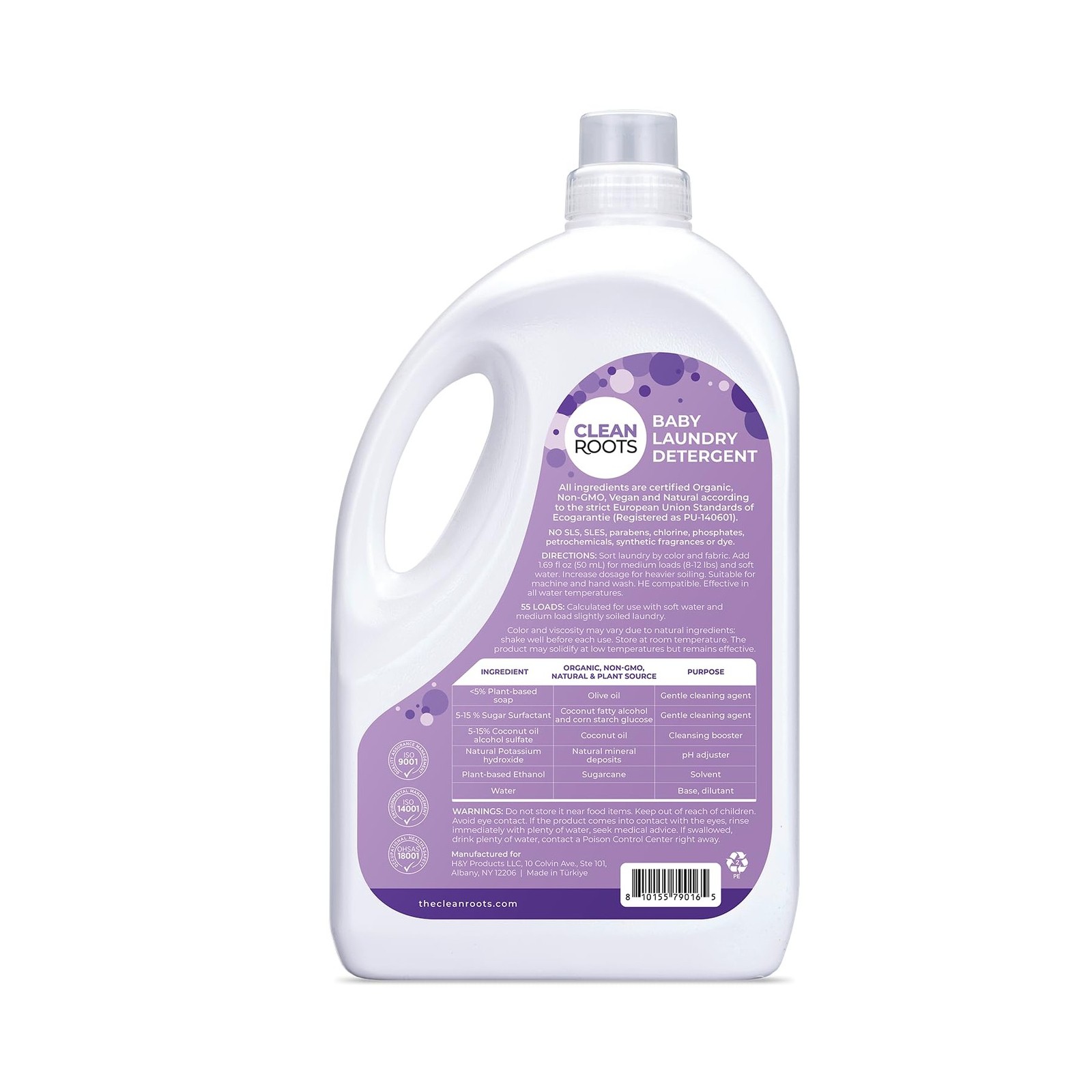 Clean Roots Baby Laundry Detergent Organic Hypoallergenic 55 Loads, 92.9 Fl. Oz.