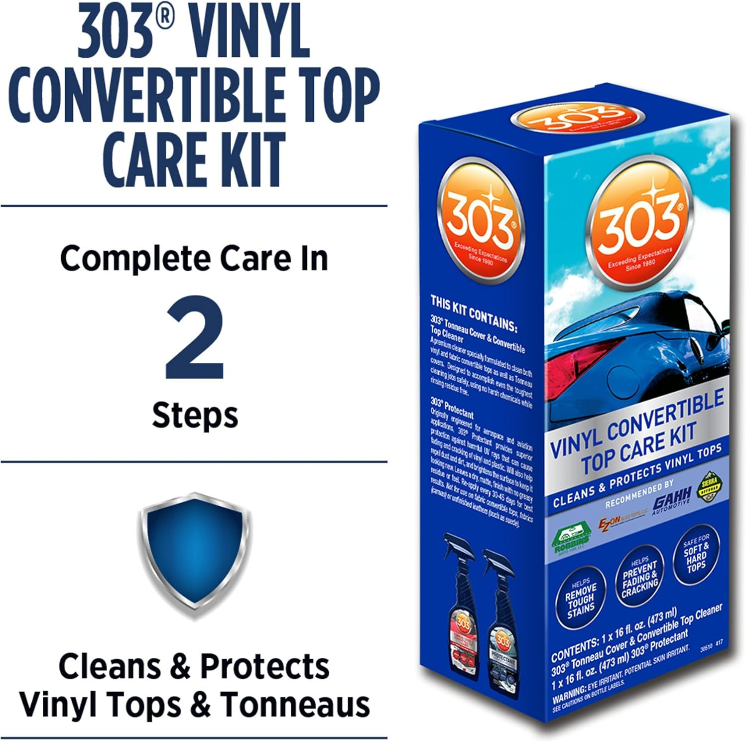30510 Convertible Vinyl Top Cleaning and Care Kit – Cleans and Protects Vinyl To