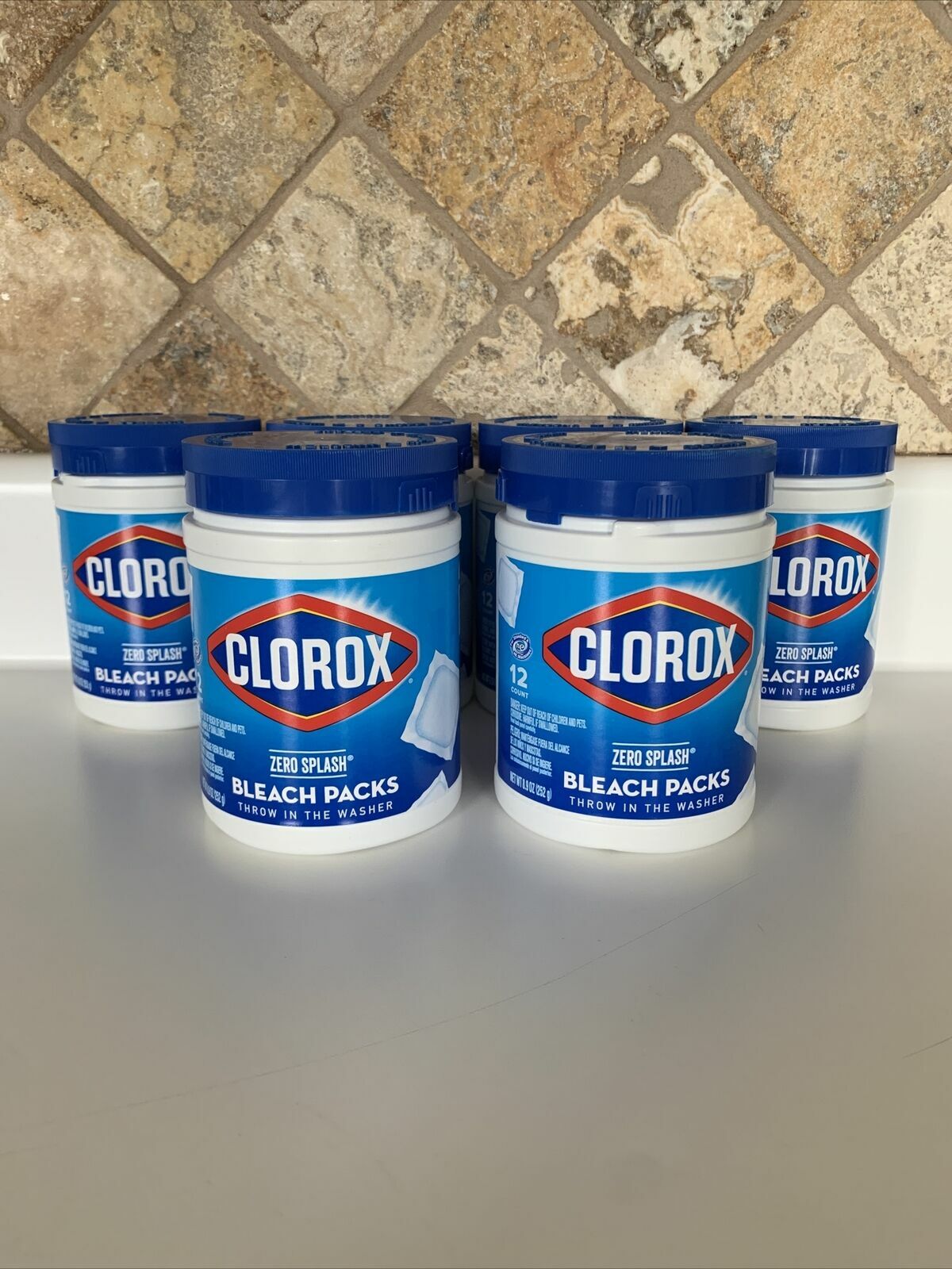Lot of 6 Zero Splash Bleach Pack Cleaning Products>12 packs in each container