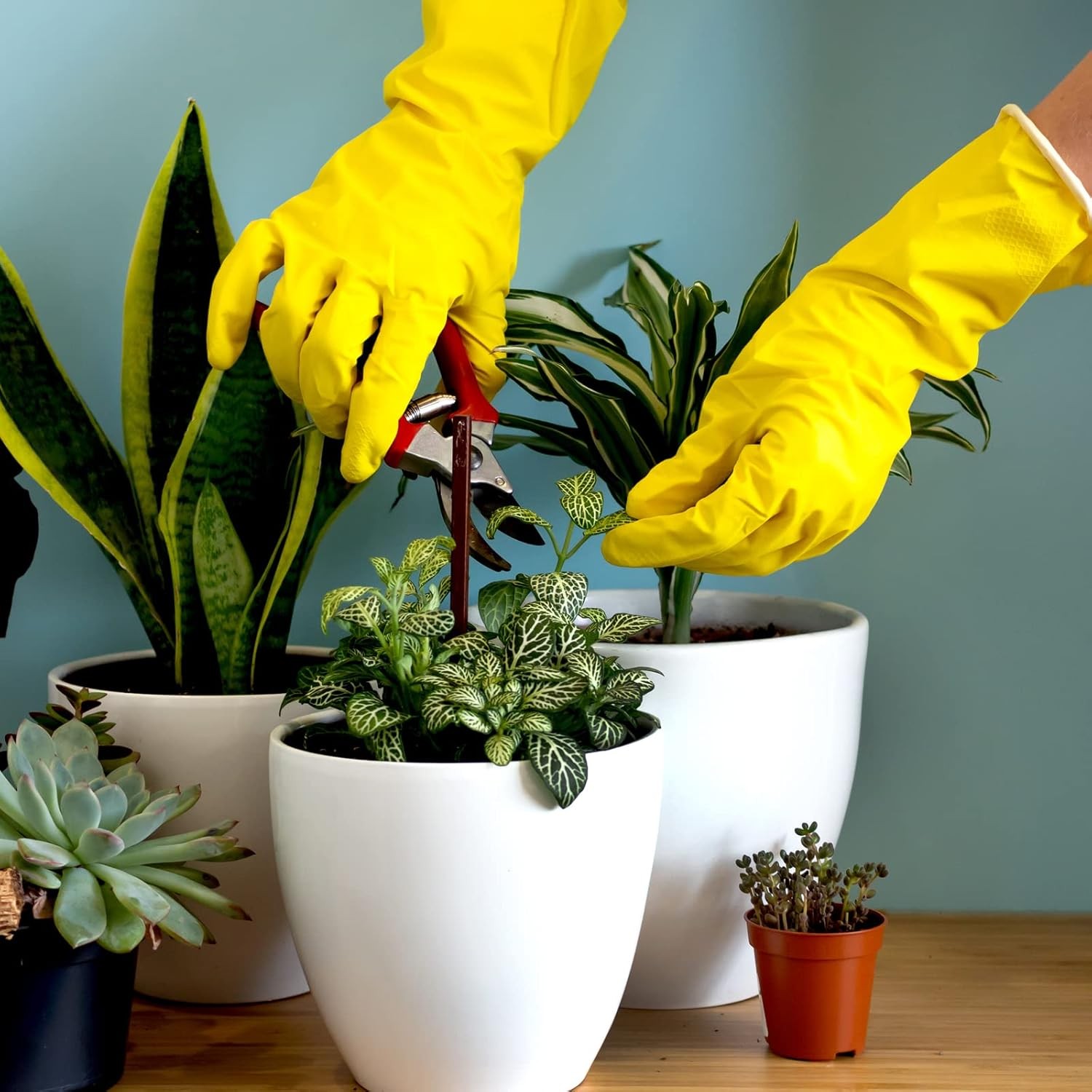 Bamllum Rubber Kitchen Dishwashing Gloves – 4 Small, Blue+pink+yellow+red