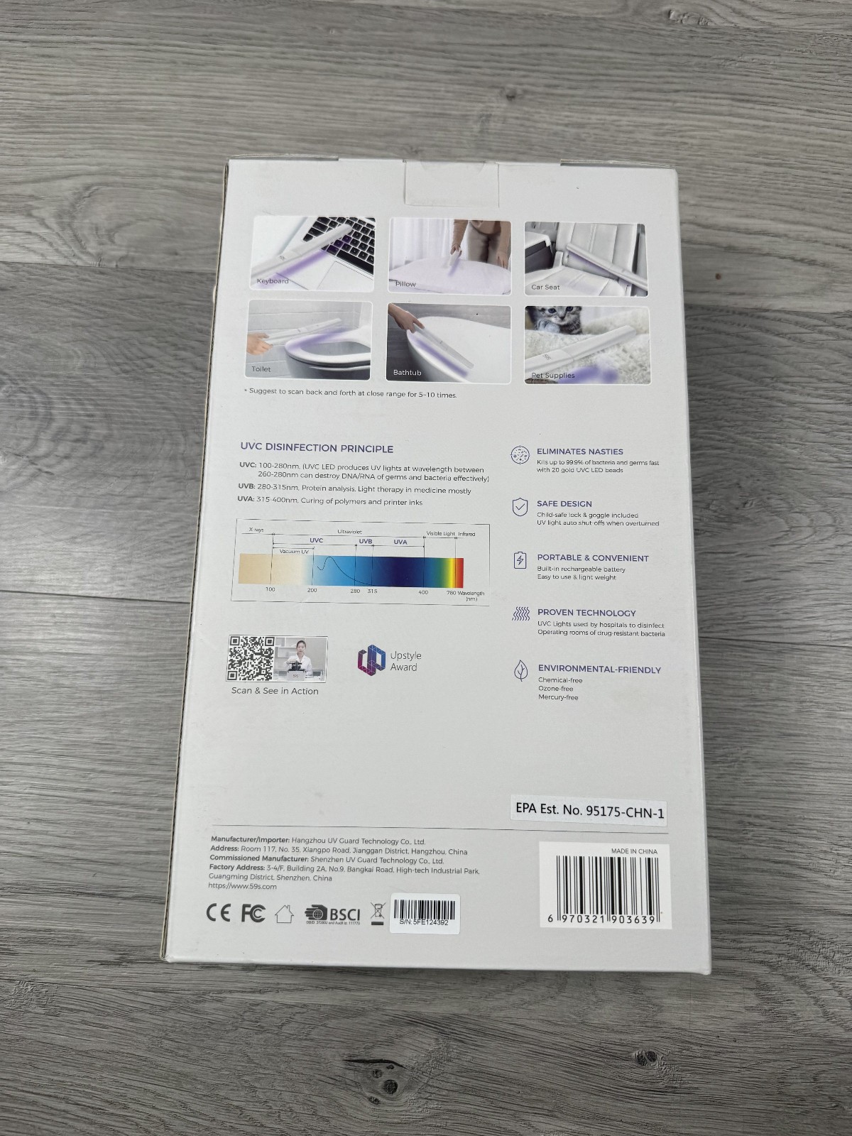 59-S UVC X5 LED Handheld Sterilized Sterilization for Travel and Hotel