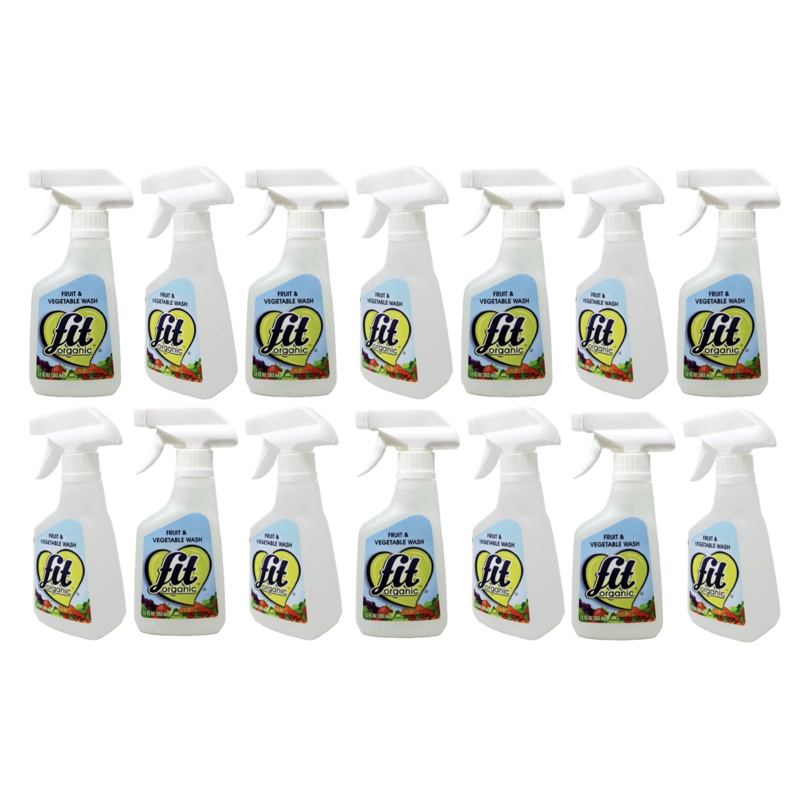 FIT Organic Fruit & Vegetable Wash Spray Bottle 12 Fl Oz 14 Pack