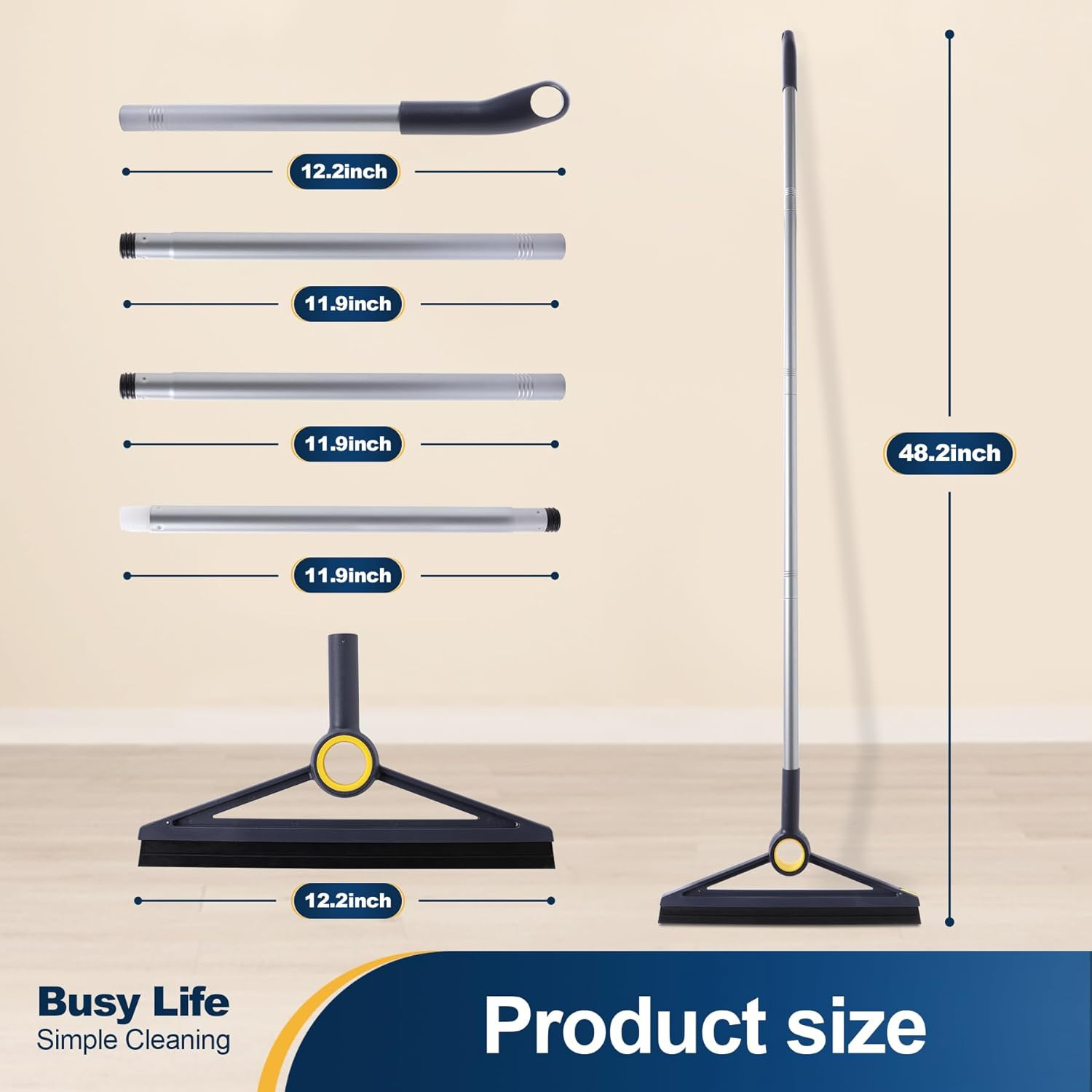 Floor Squeegee TPR Rubber Blade Scrubber Squeegee Adjustable for Bathroom Sho…