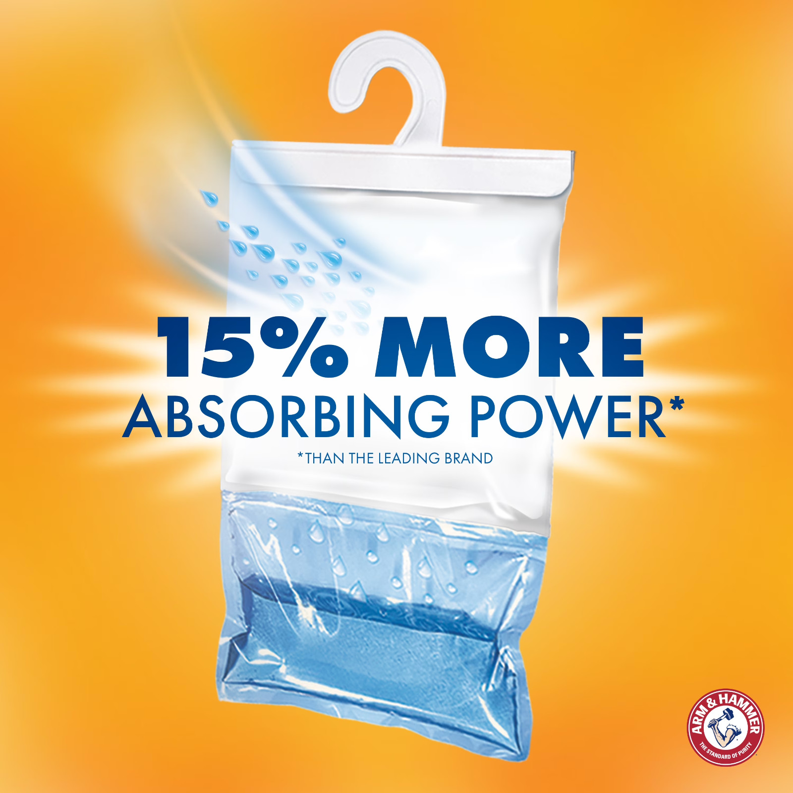 (4 pack) Arm & Hammer Moisture Absorber Hanging Bag – 16 oz, 2 pack, Clean Burst