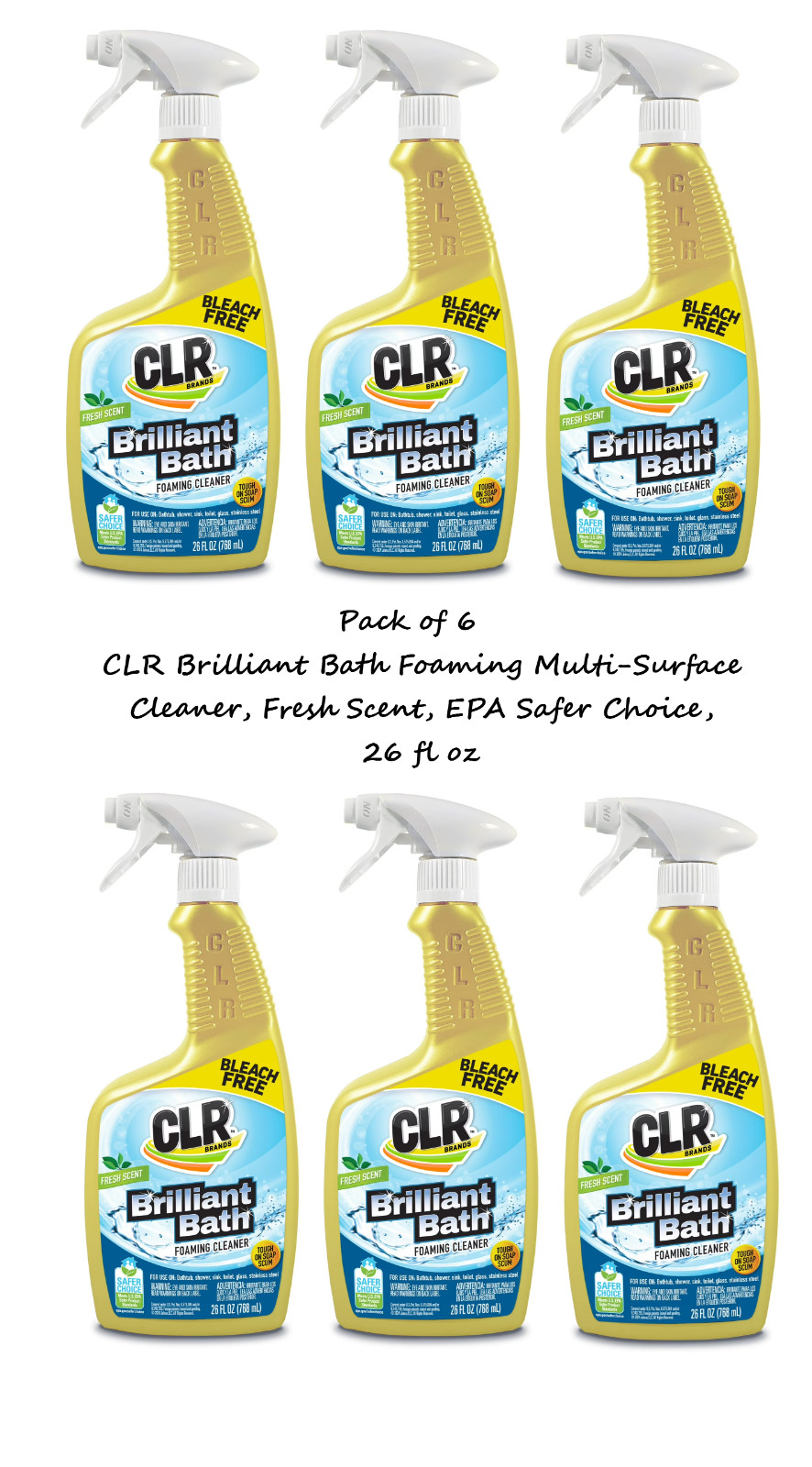 CLR Brilliant Bath Foaming Multi-Surface Cleaner, Fresh Scent (6 Pack)