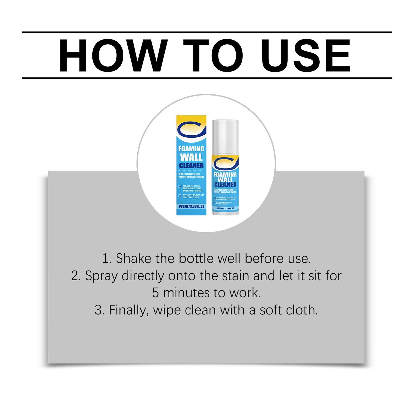 Foaming Wall Cleaner 100ml Stain Foam Spray Heavy Duty Kitchen Degreaser