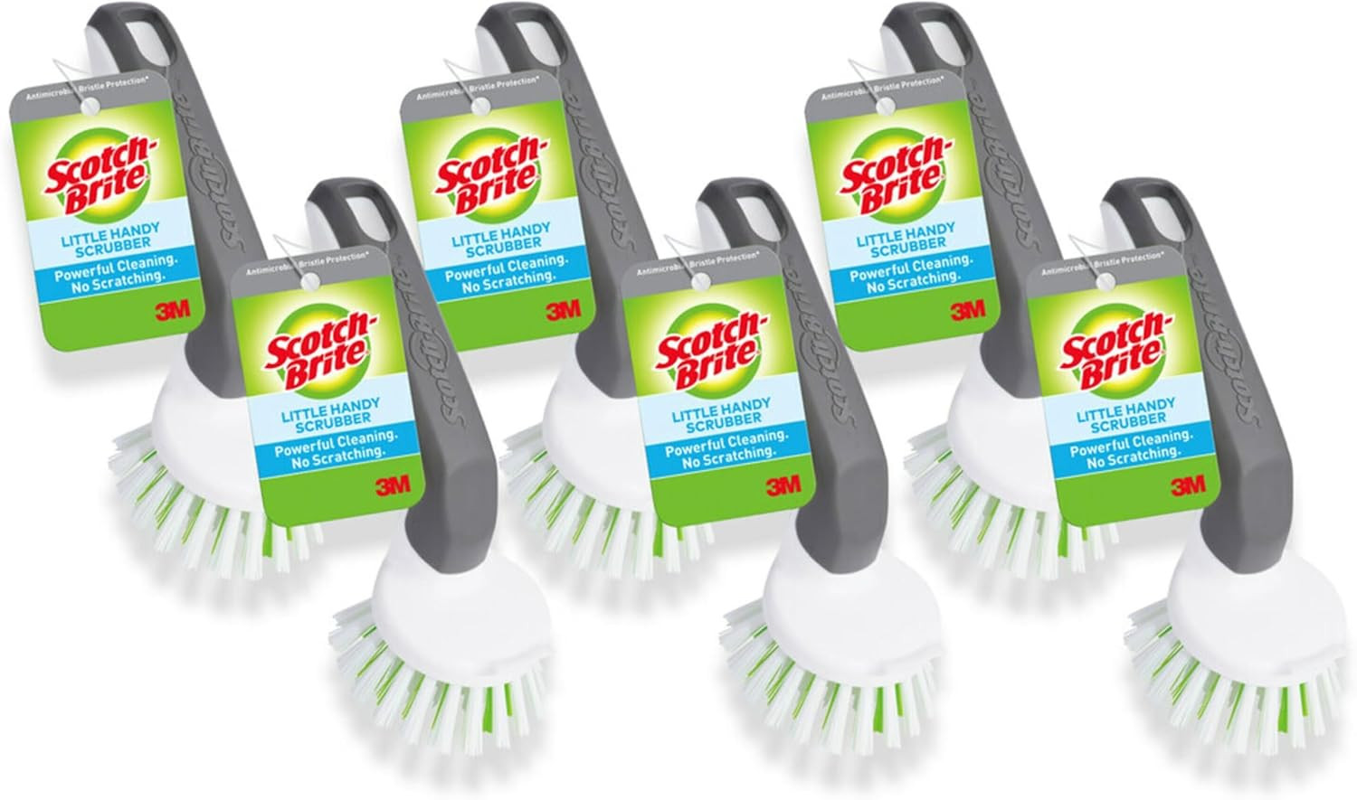 Scotch-Brite Little Handy Scrubber Brush, 6 Dish Brushes, Dish Brush with Long L