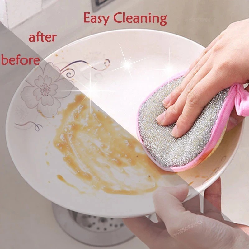 Double-Sided Scouring Pads Dish Pan Washing Sponge Kitchen Cleaning Tool