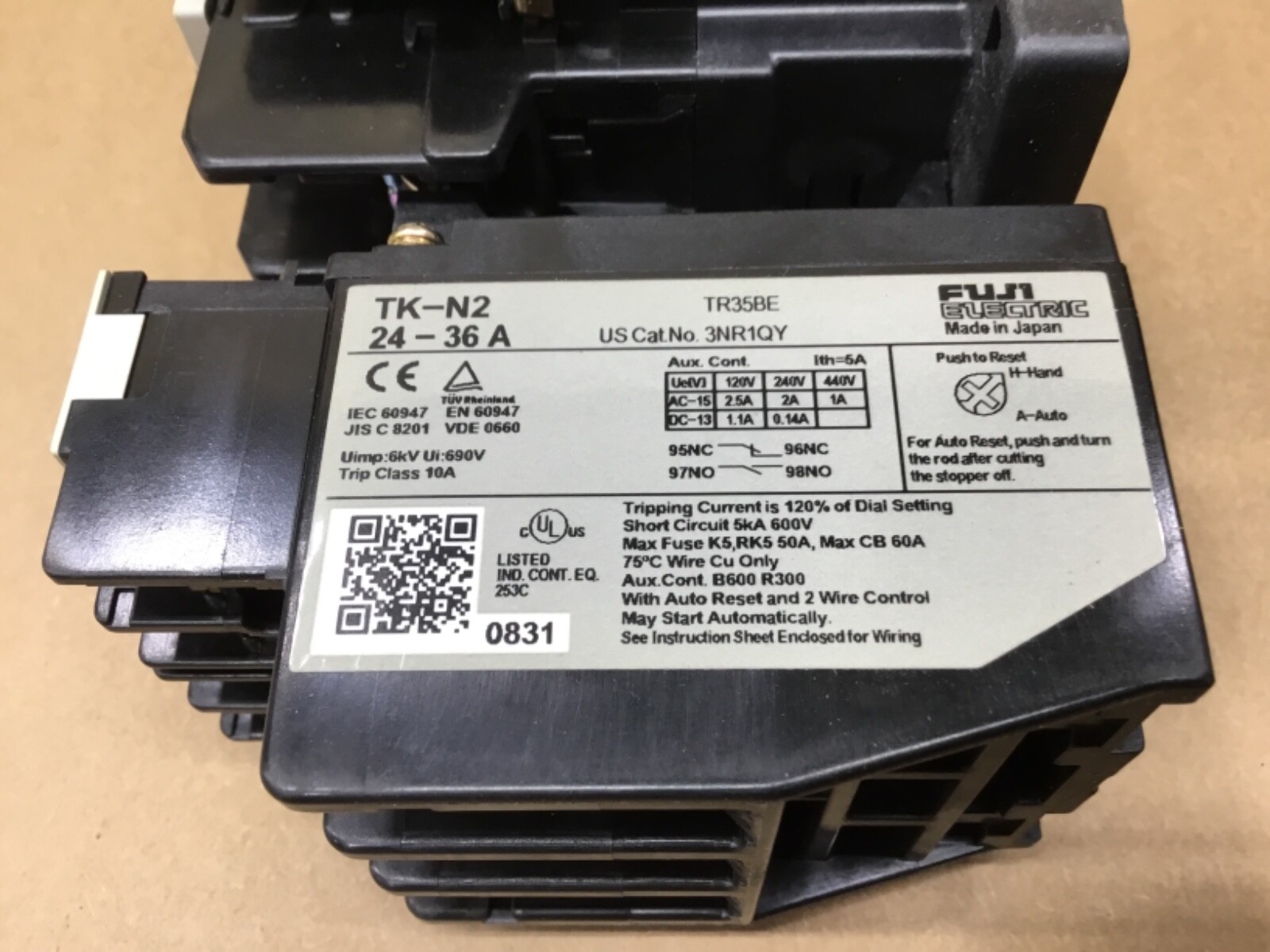 FUJI SW-N2/2E MAGNETIC SWITCH SC-N2 220-240V CONTACTOR 24-36A OVERLOAD #152A3