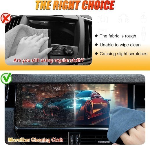 Car Screen Cleaner – Vehicle Touchscreen Microfiber Cleaning Cloth, Touch Blue