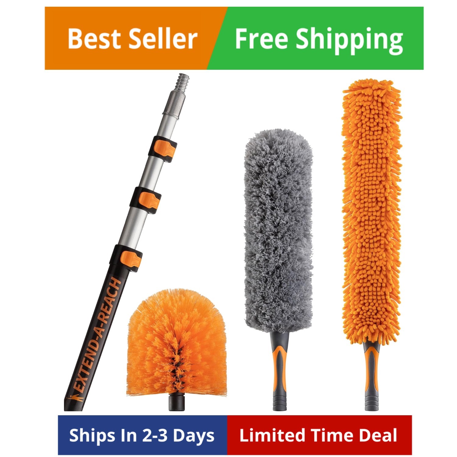 20 Foot High Duster Kit with 4-12 ft Extension Pole High Ceiling Duster C…