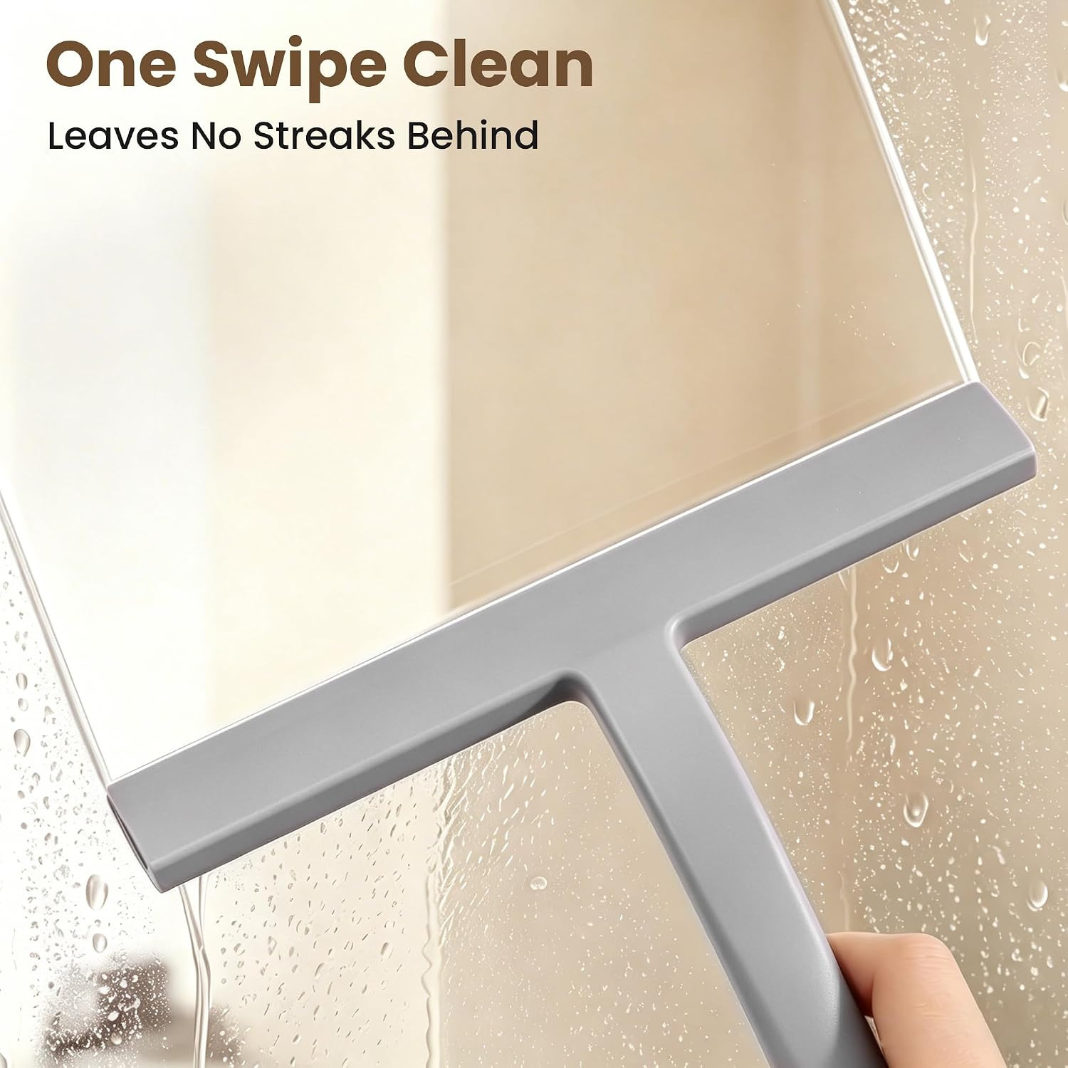 Shower Squeegee for Glass Doors – 10 Inch Bathroom Squeegee with Ergonomic round