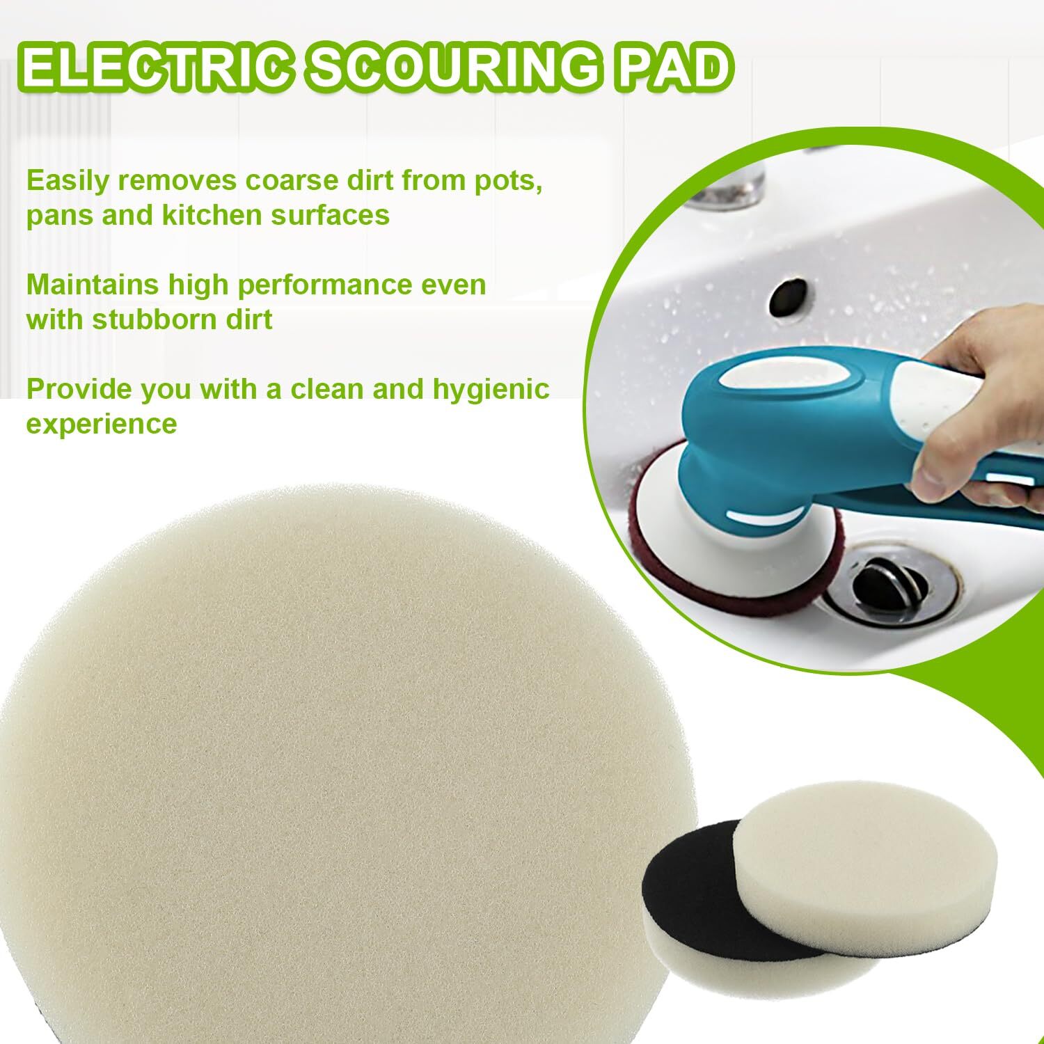 16pcs Foam Pads Power Scrubber Pads Set Electric Scrubber Replacement Scouring P