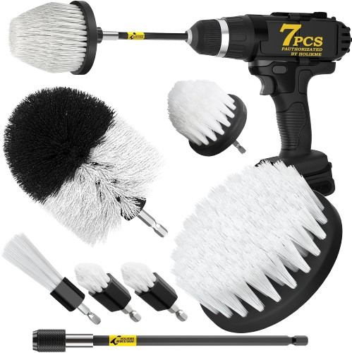 7Pc Drill Brush Attachment Set Power Scrubber Car Detail Bathroom Tile Clean