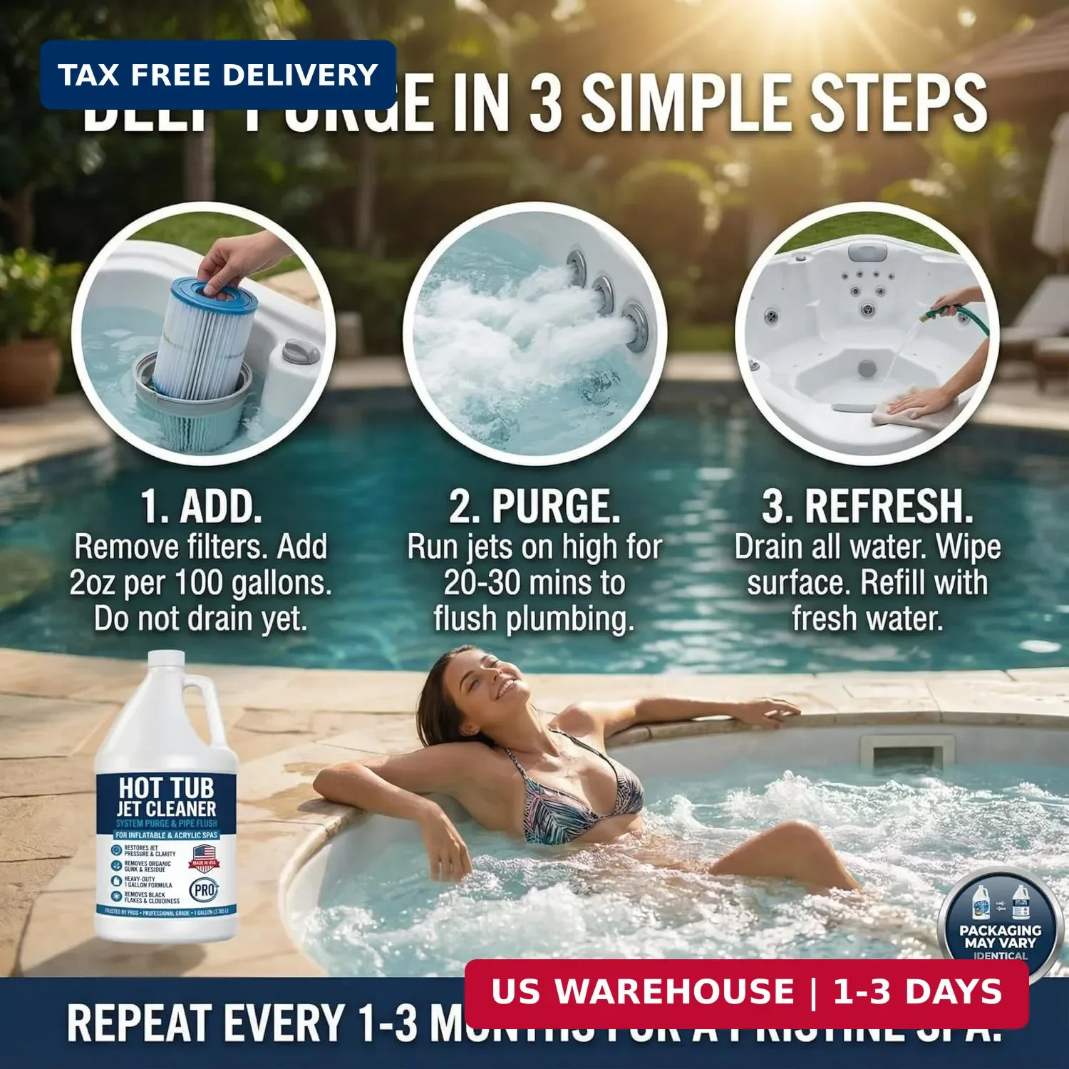 Hot Tub Jet Cleaner – 1 Gallon – Spa Line Flush & Spa System Flush – Jet Tub Cle