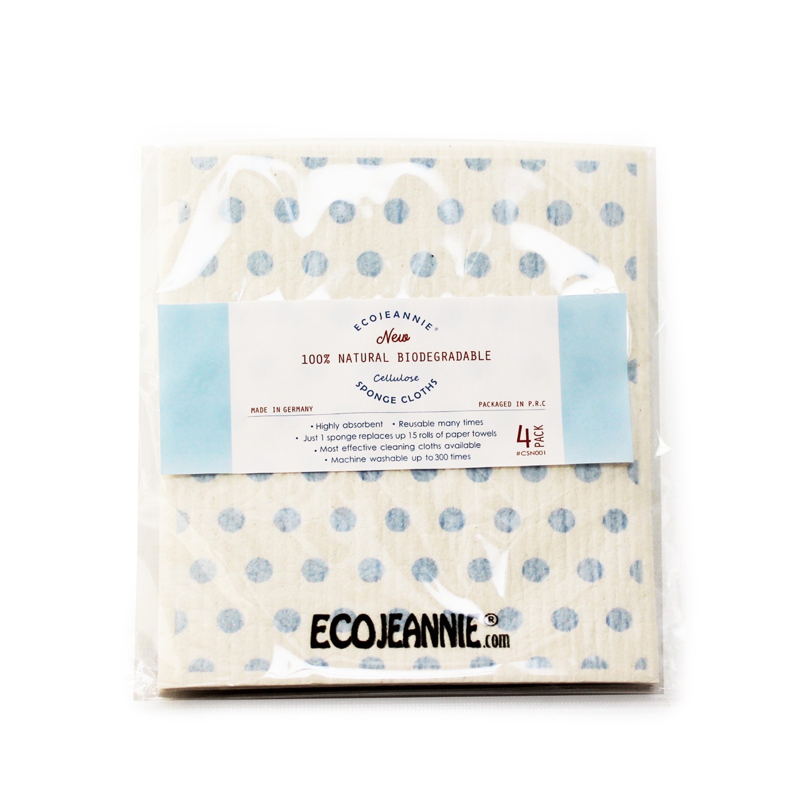 New EcoJeannie Eco-Friendly Cleaning Cloth 100% Biodegradable Cellulose Sponge