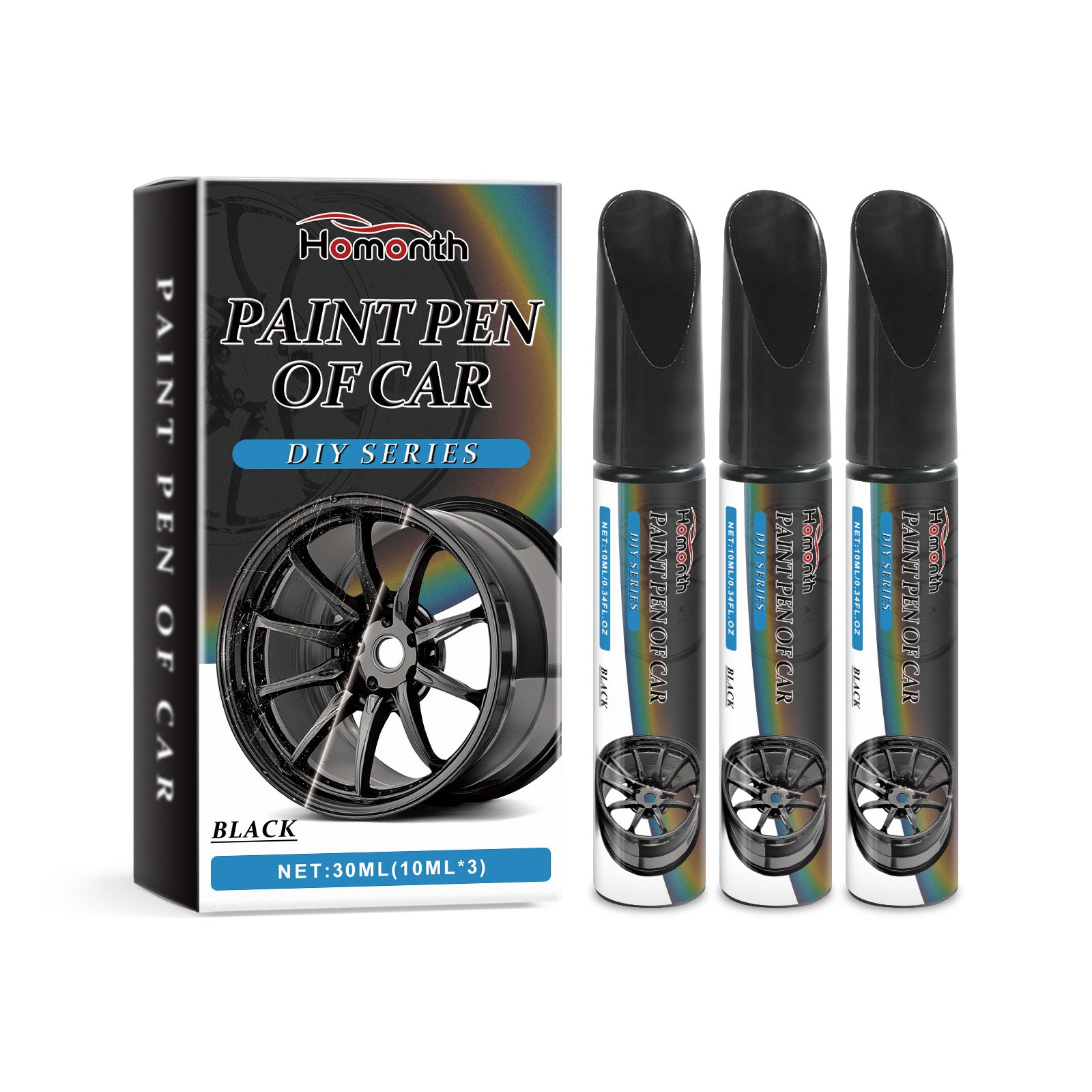 Black Wheel Scratch Repair Pen – Rim Touch Up Paint for Car Rust Protection