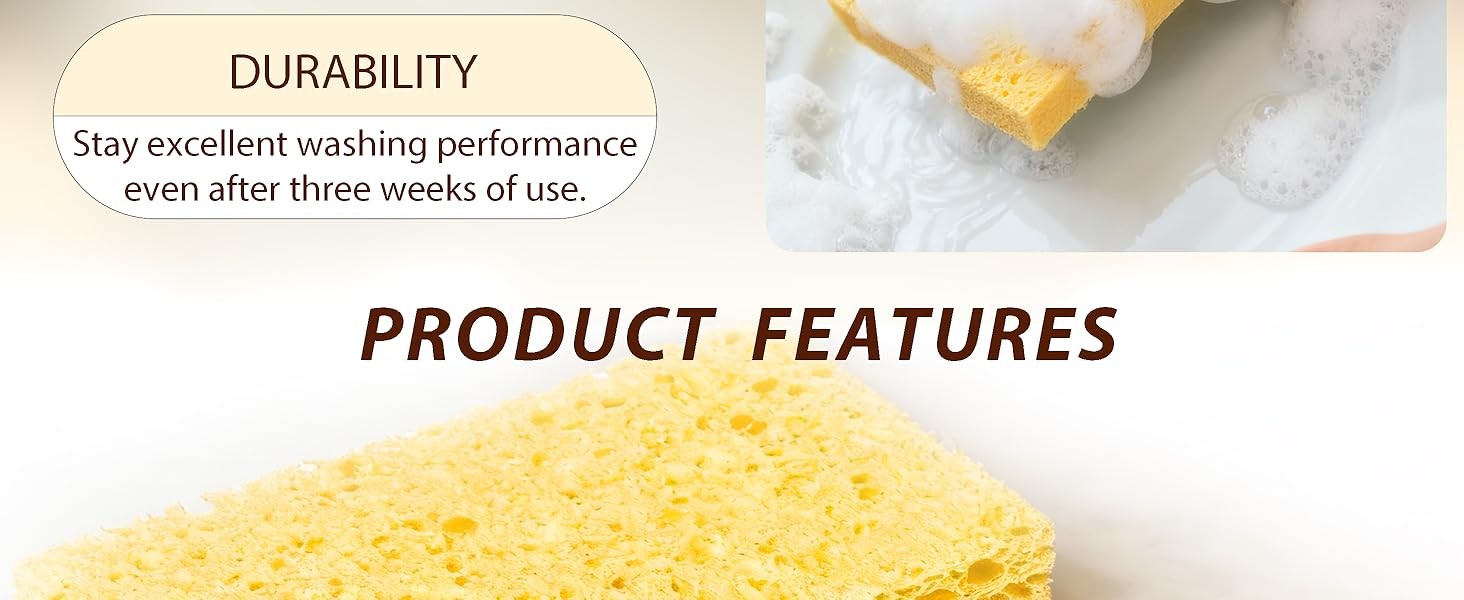 Cellulose Sponges,Heavy Duty Scrub Kitchen Sponge No Scratching,Pop Up Eco DIY