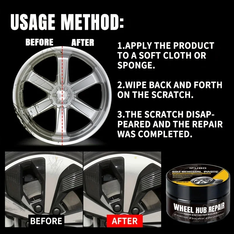 Aluminum Alloy Wheel Rim Scratch Repair Paste for Car Tire Hub Reconditioning
