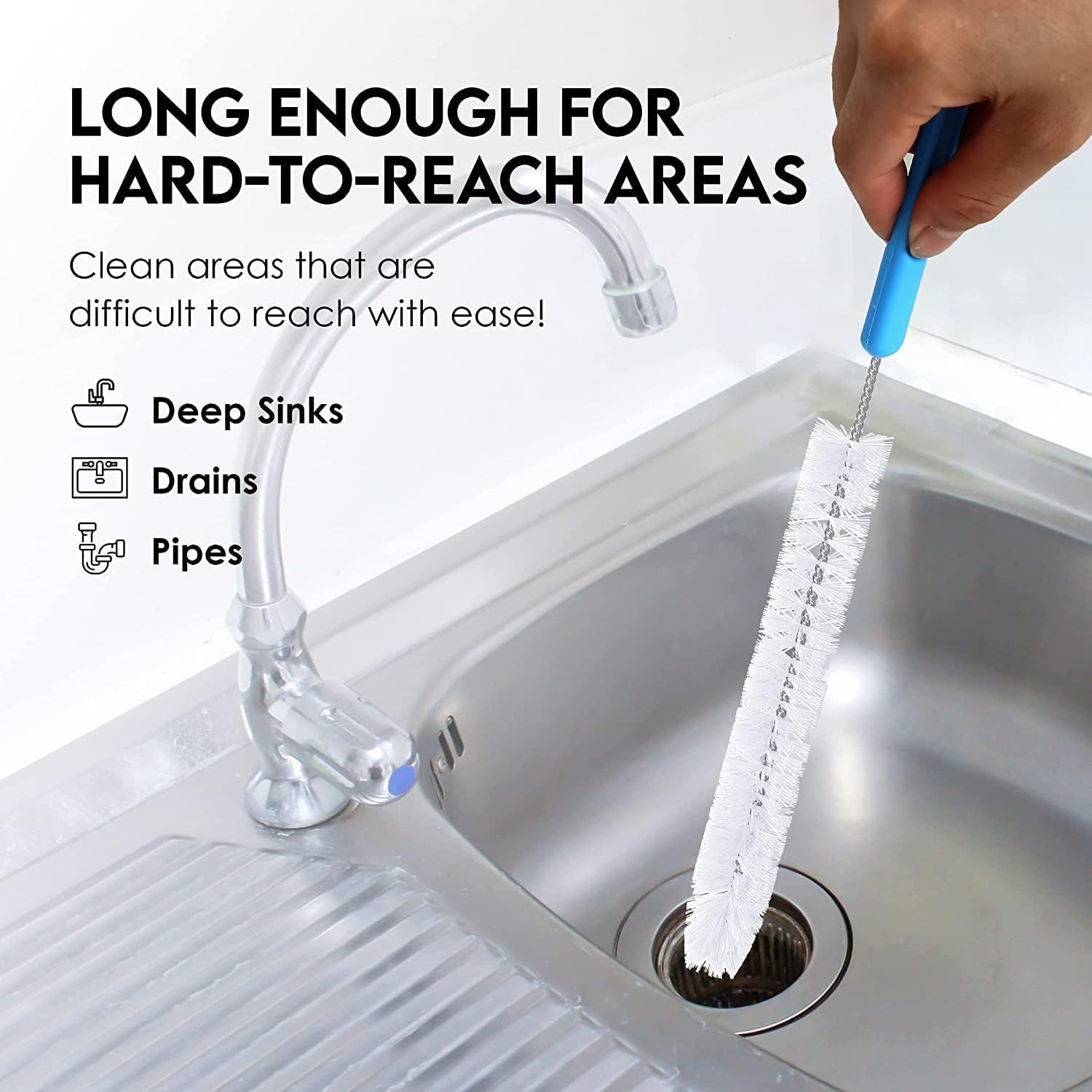 5pc Bottle Brush Cleaner Long Water Bottle Straw Cleaning Brush Wire Scrub Set