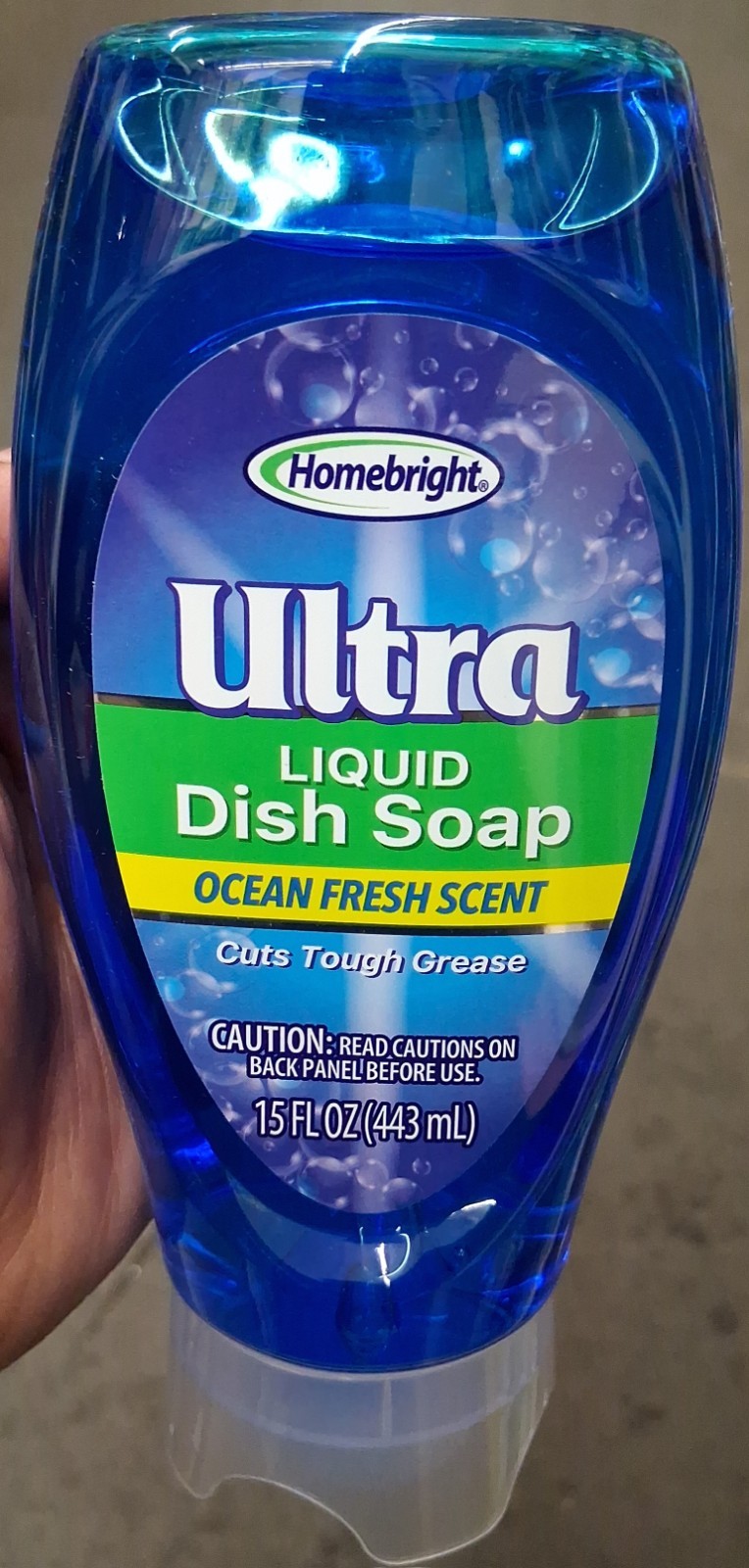 Homebright Ultra Dish Soap Liquid Ocean Fresh Scent Cuts Tough Grease 15 fl oz