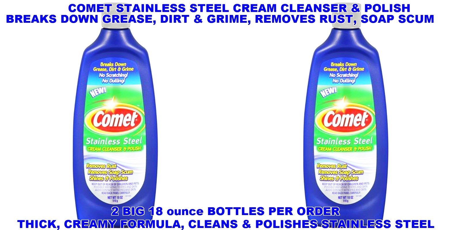 2 COMET Stainless Steel Cream Cleanser & Polish Sink cookware cleaning cleaner