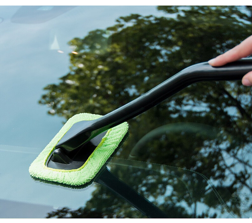 2×Windshield Cleaning Tool Car Window Wiper Cleaner Glass Brush & 4 Reusable Pad