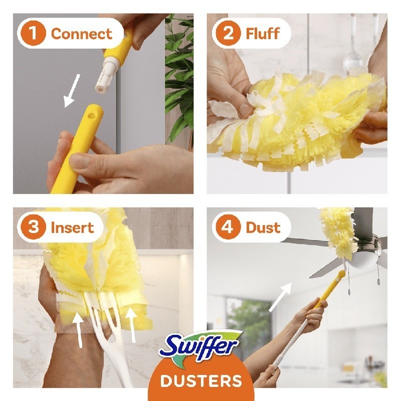 Extendable Duster Starter Kit W/ 3 Heavy Duty Refills 360 Degree Cleaning Tool