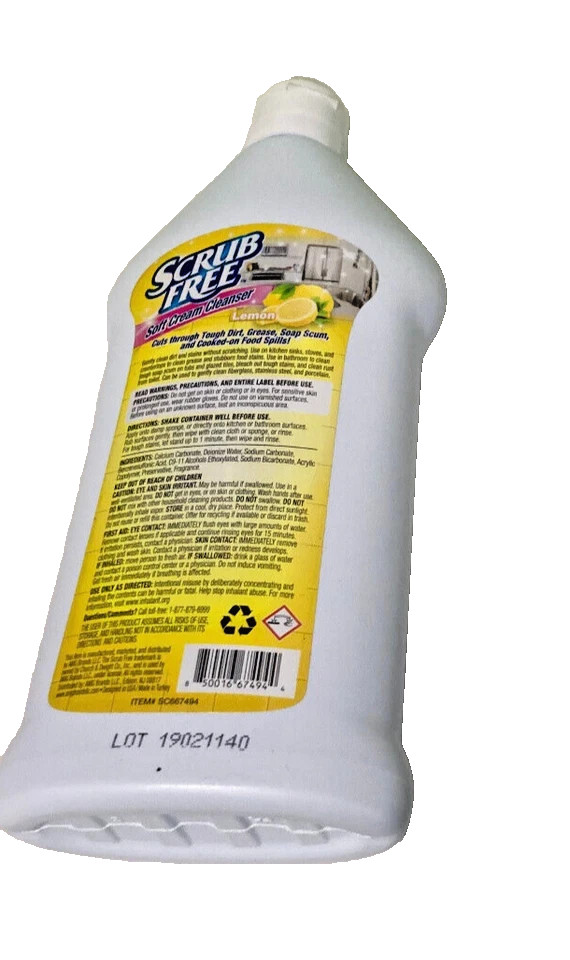 ( Lot 3 ) Scrub free Soft Cream Cleanser Lemon Scent Scratch Free 15 oz Each