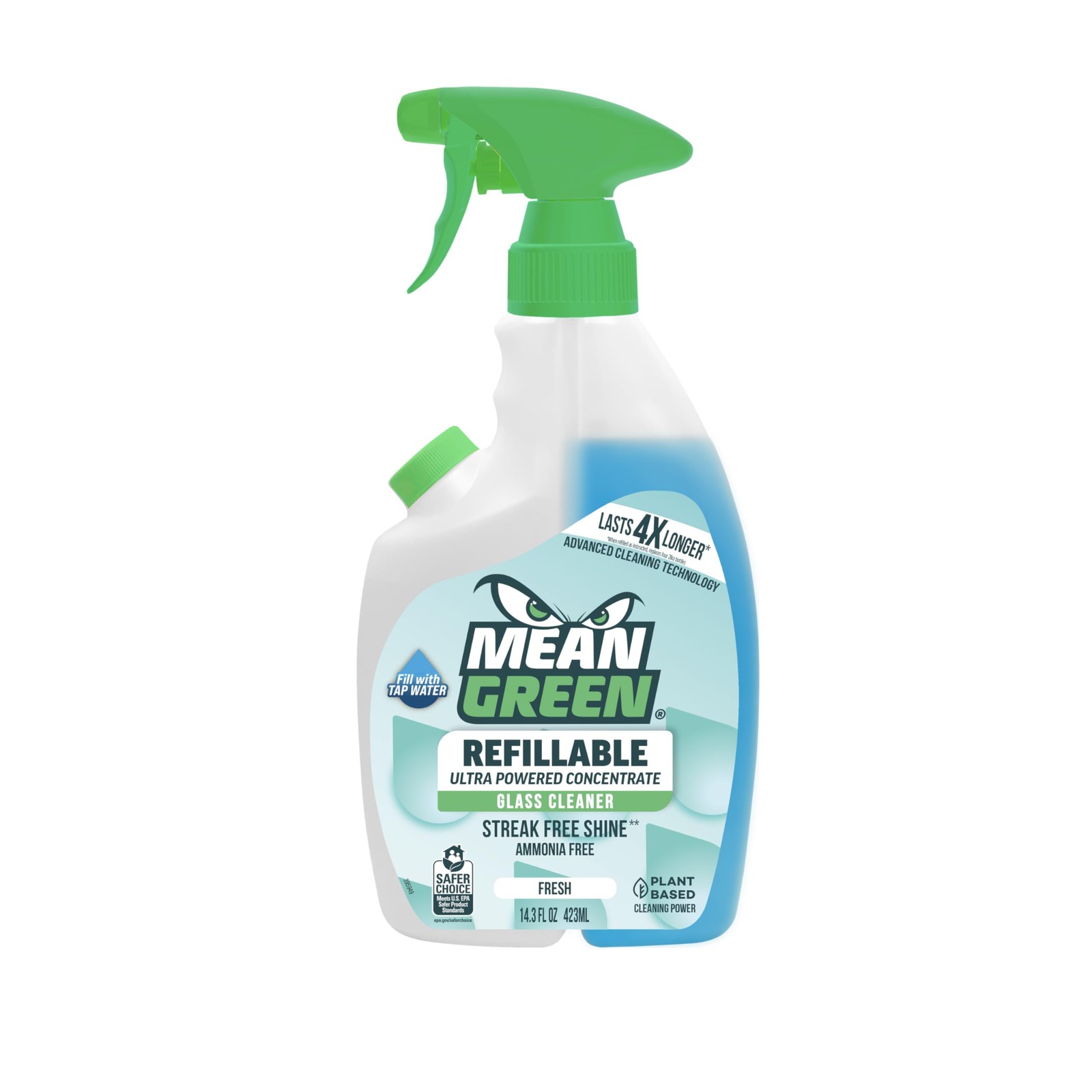 Mean Green Refillable Ultra Powered Glass Cleaner Concentrate, Fresh Scent, 14.3