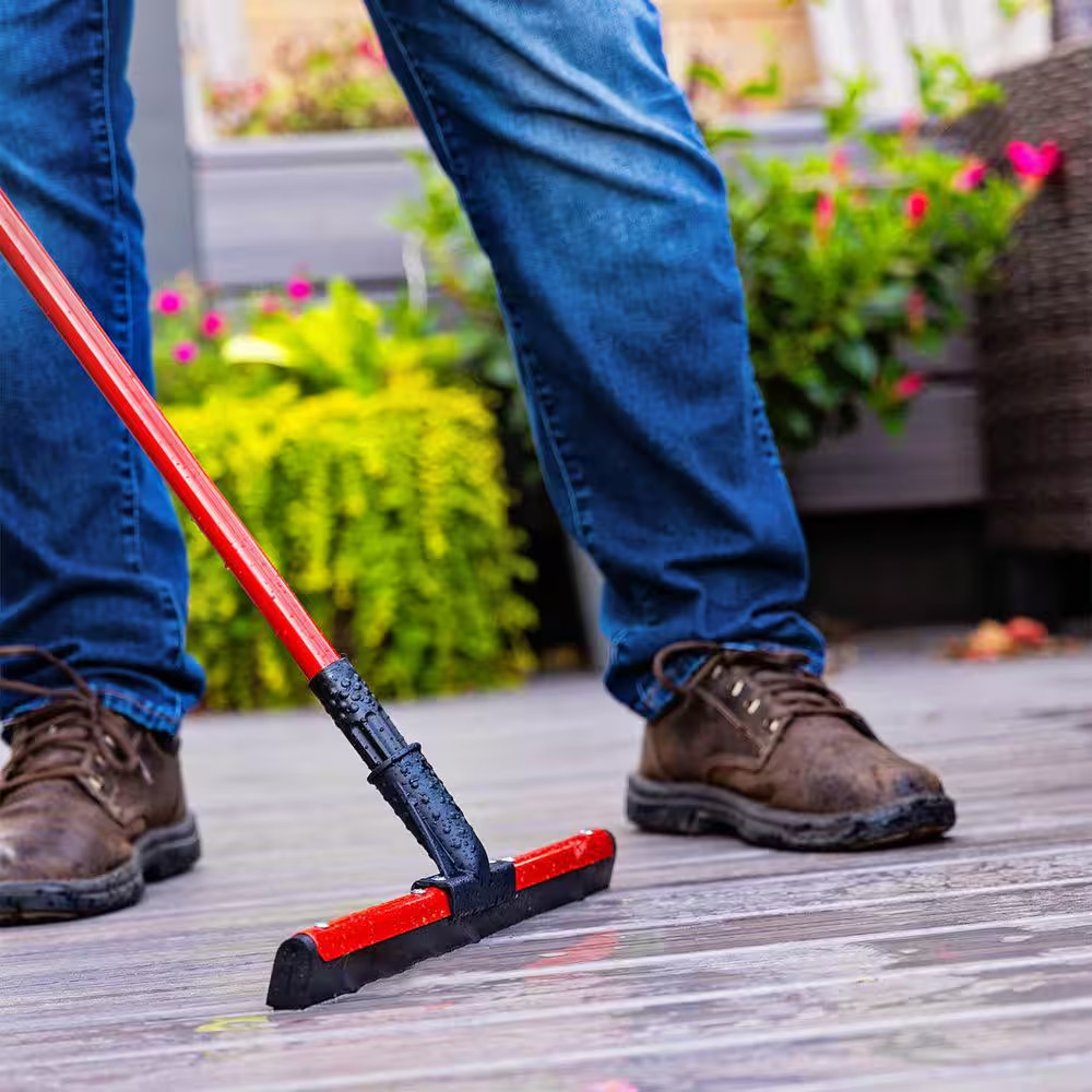 18 In. High Power Flex Foam Blade Floor Squeegee with 4.6 Ft. Steel Handle
