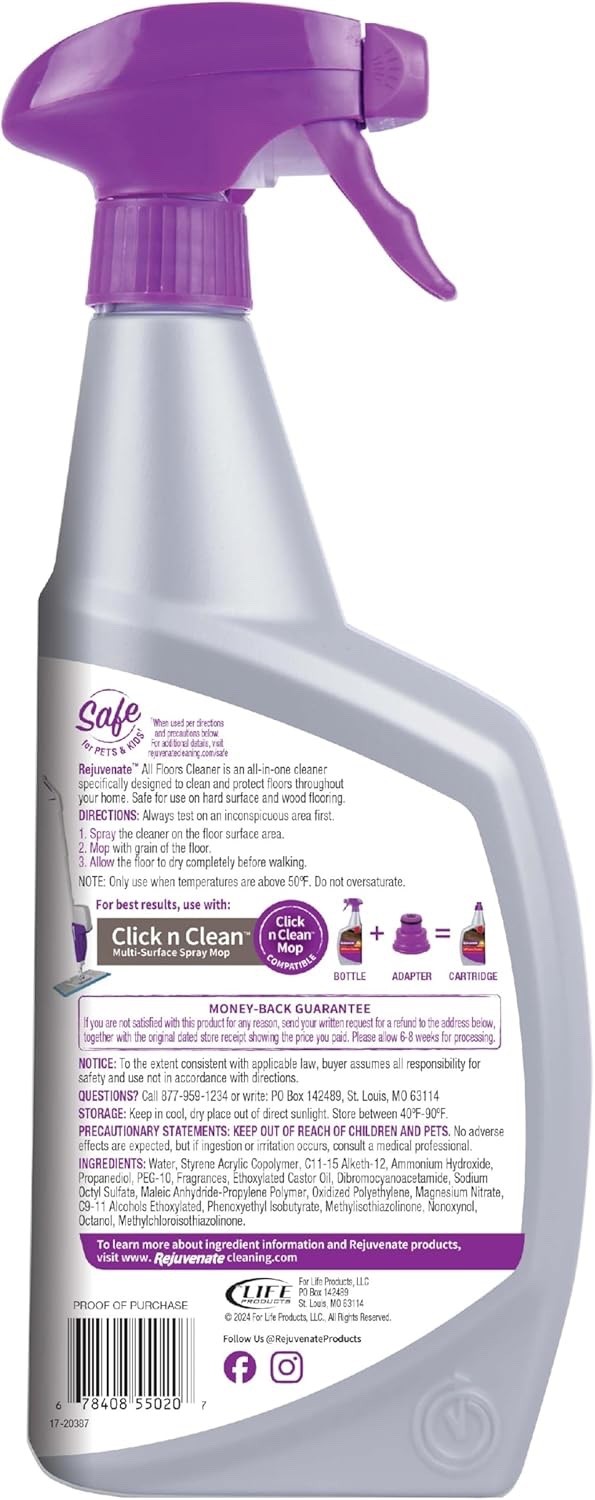 Rejuvenate All-Floors & Hardwood Cleaner 32oz No Bucket Needed – 3 Pack – Citrus
