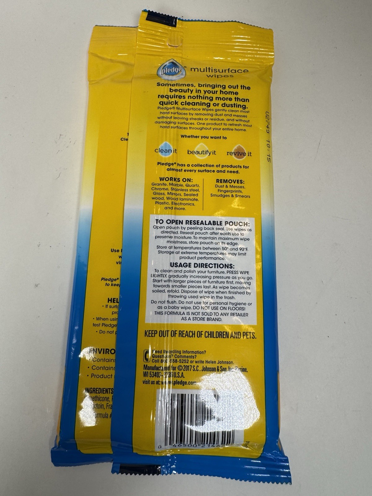 1 Pack Pledge Multisurface Cleaning Wipes Fresh Citrus 25 Wipes New Sealed